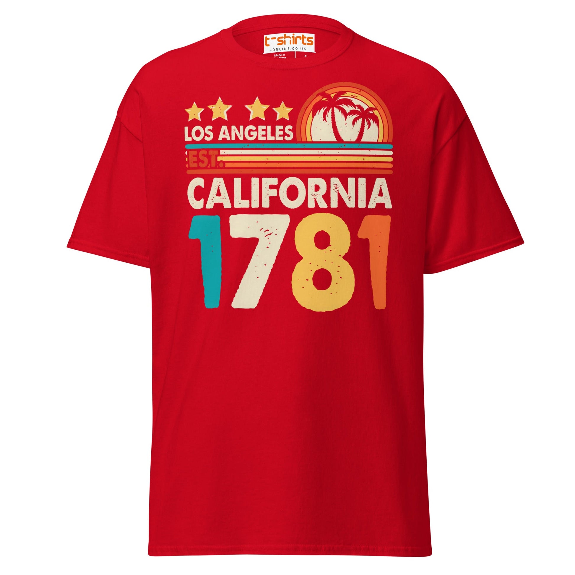 Los Angeles California 1781 T-Shirt – Retro Vintage Tee - Red - T-Shirts Online