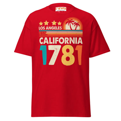 Los Angeles California 1781 T-Shirt – Retro Vintage Tee - Red - T-Shirts Online