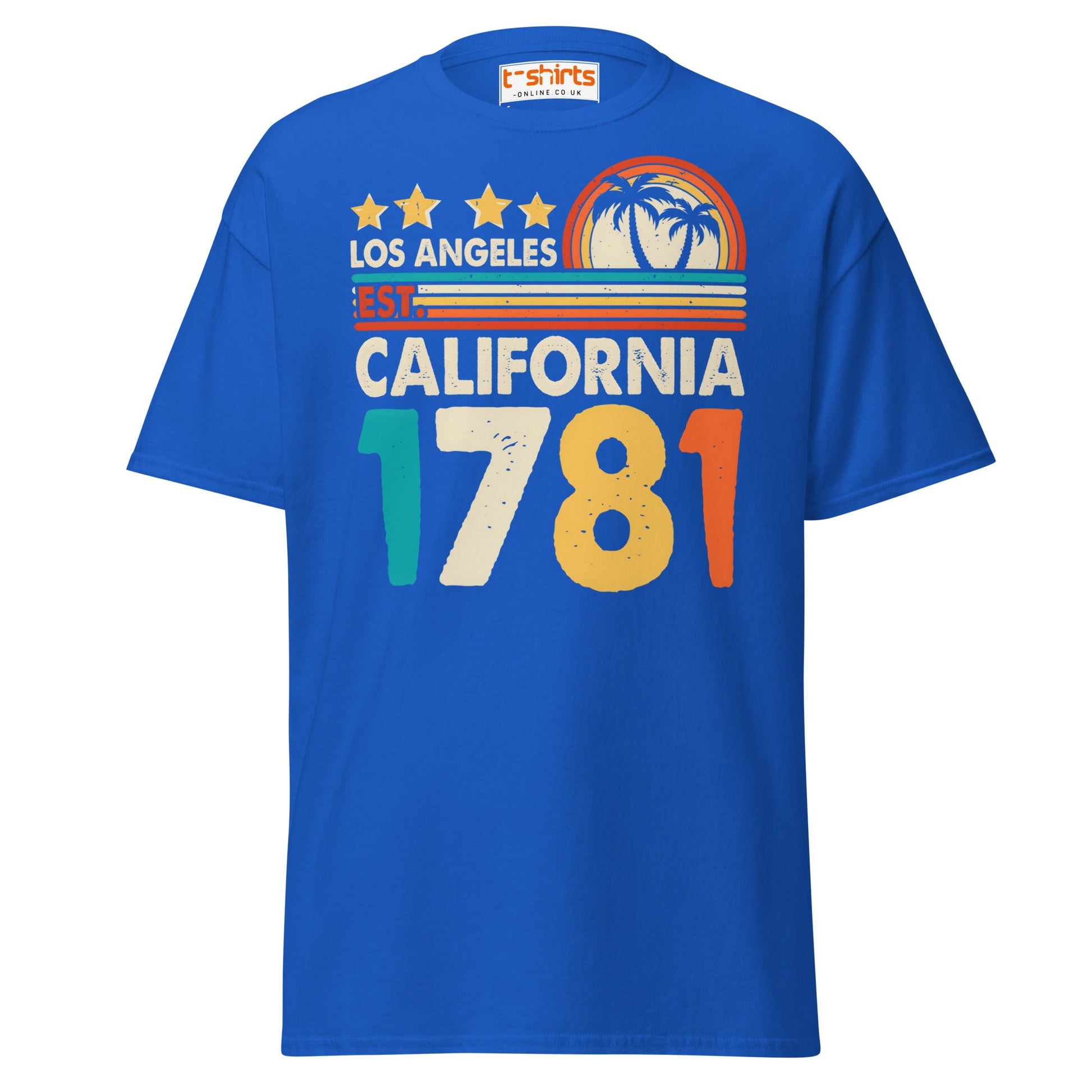 Los Angeles California 1781 T-Shirt – Retro Vintage Tee - Royal - T-Shirts Online