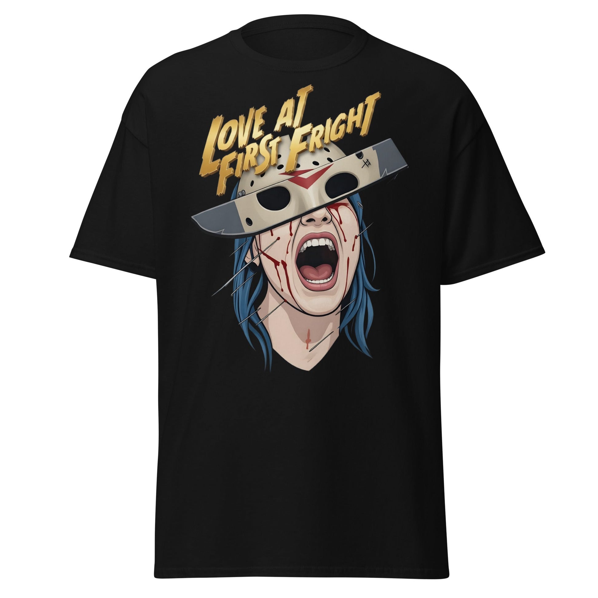 Love at First Fright T-Shirt - Slasher Horror Graphic Tee - Black - T-Shirts Online