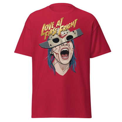 Love at First Fright T-Shirt - Slasher Horror Graphic Tee - Cardinal - T-Shirts Online