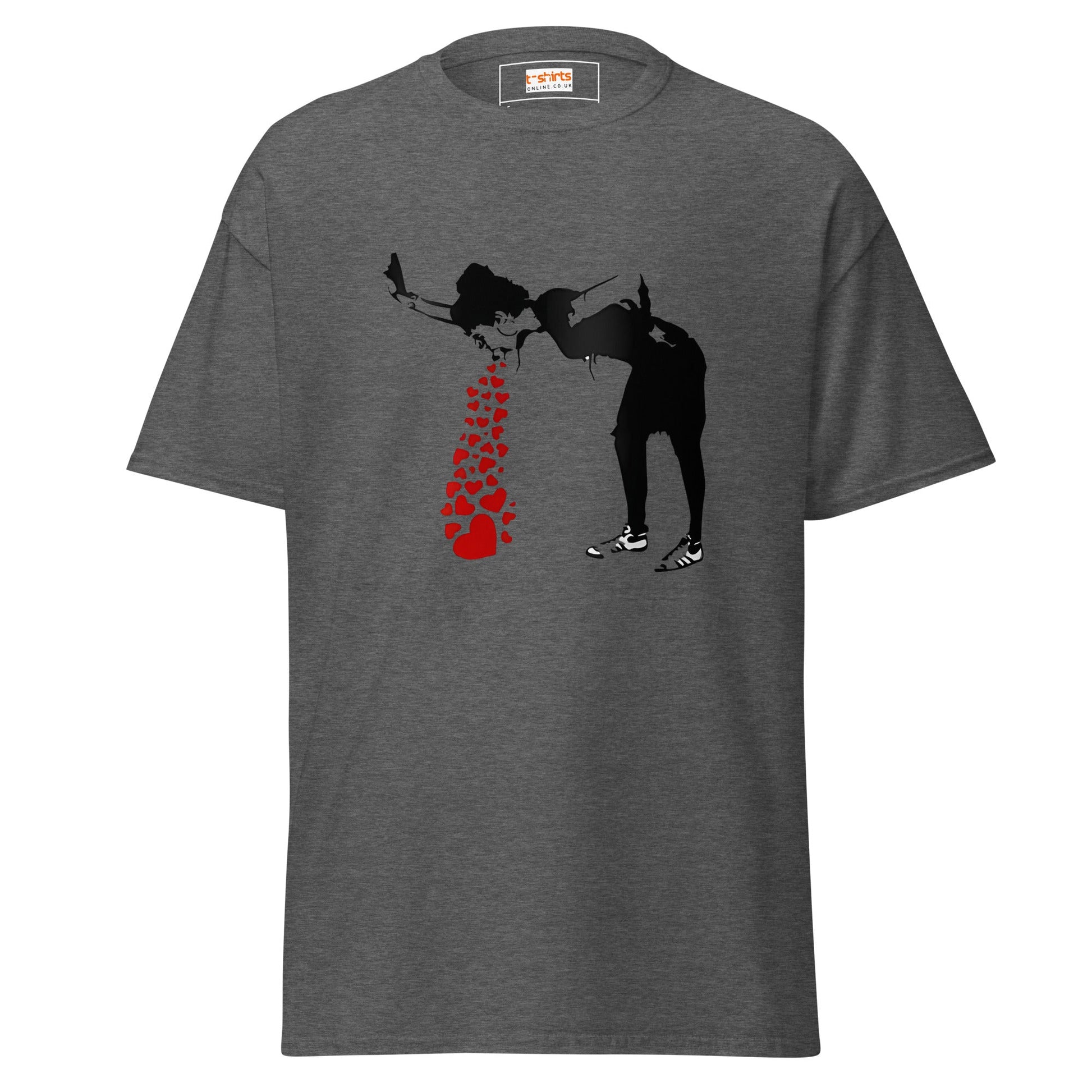 Love Hearts | Banksy Inspired T-Shirt - Dark Heather - T-Shirts Online