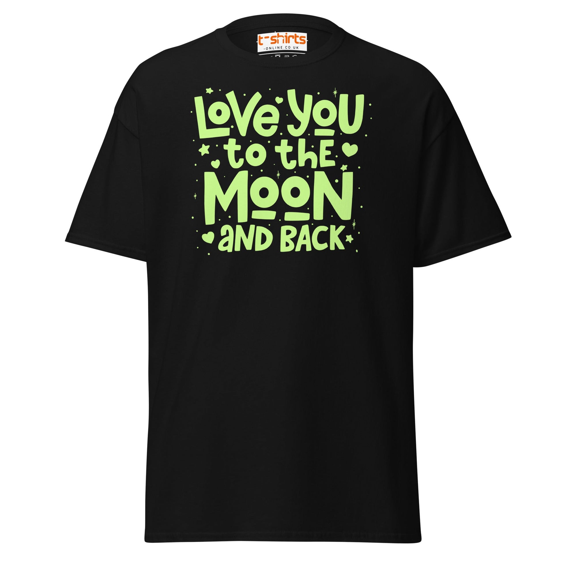 Love You to the Moon T-Shirt | Romantic Quote Tee - Black - T-Shirts Online