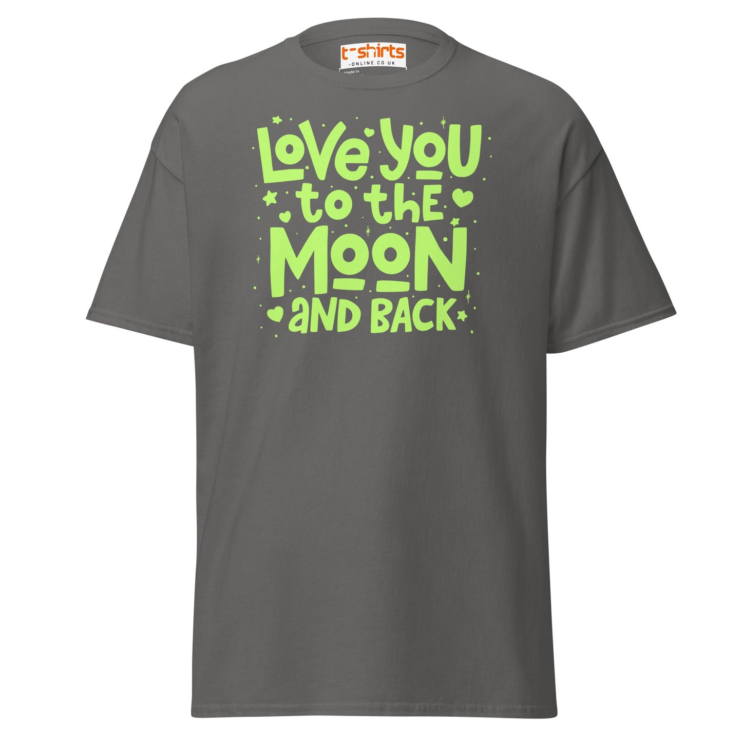 Love You to the Moon T-Shirt | Romantic Quote Tee - Charcoal - T-Shirts Online