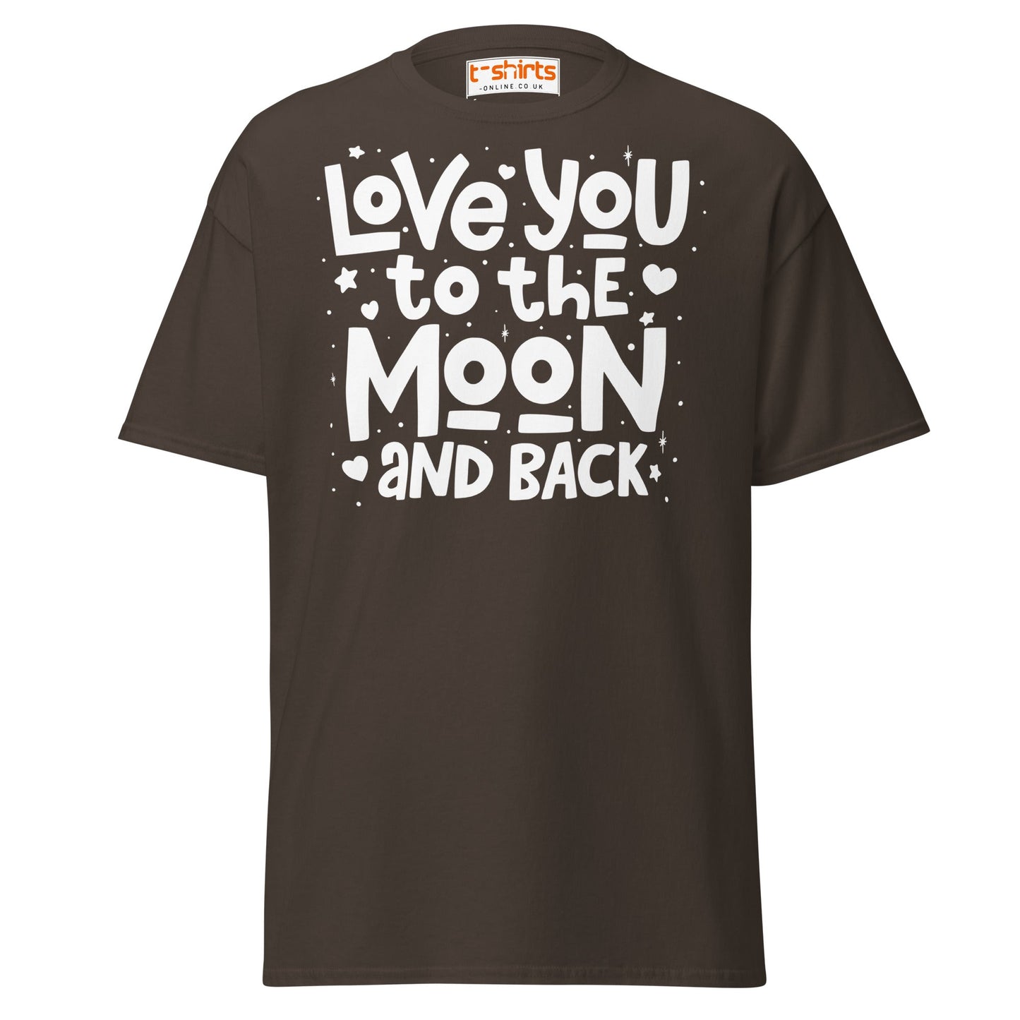Love You to the Moon T-Shirt | Romantic Quote Tee - Dark Chocolate - T-Shirts Online