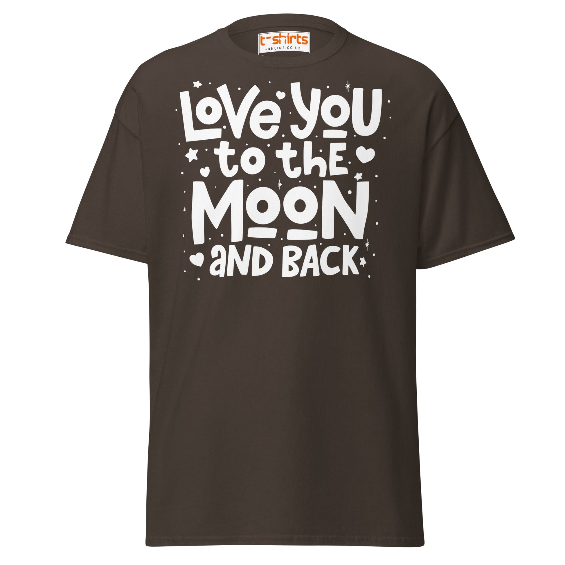 Love You to the Moon T-Shirt | Romantic Quote Tee - Dark Chocolate - T-Shirts Online