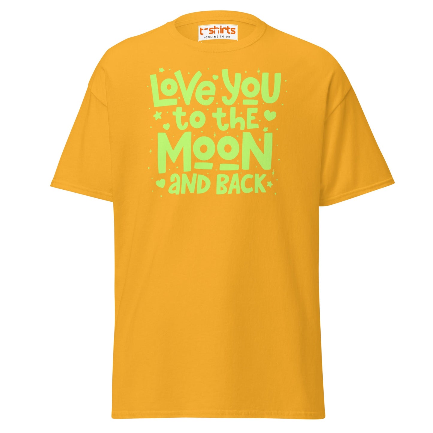 Love You to the Moon T-Shirt | Romantic Quote Tee - Gold - T-Shirts Online