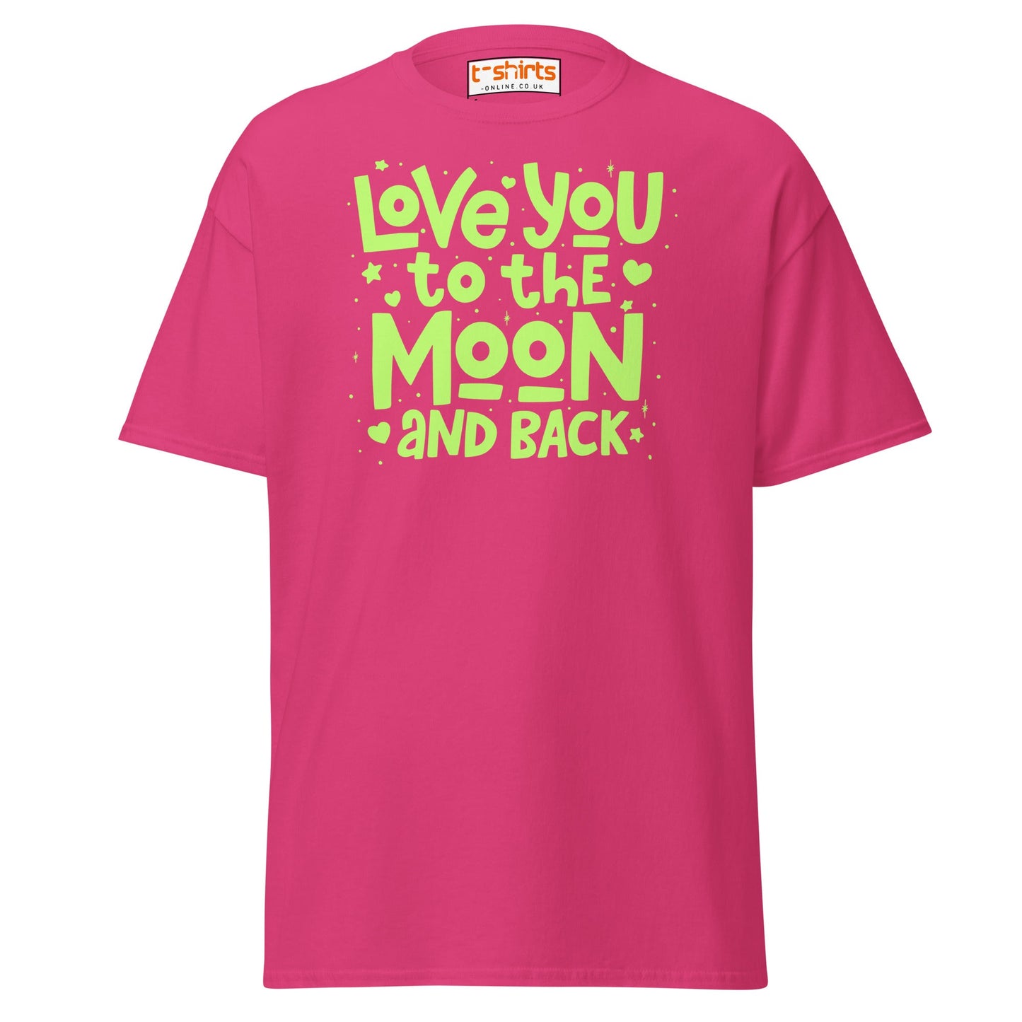Love You to the Moon T-Shirt | Romantic Quote Tee - Heliconia - T-Shirts Online