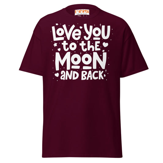 Love You to the Moon T-Shirt | Romantic Quote Tee - Maroon - T-Shirts Online