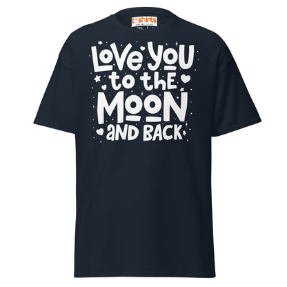 Love You to the Moon T-Shirt | Romantic Quote Tee - Navy - T-Shirts Online