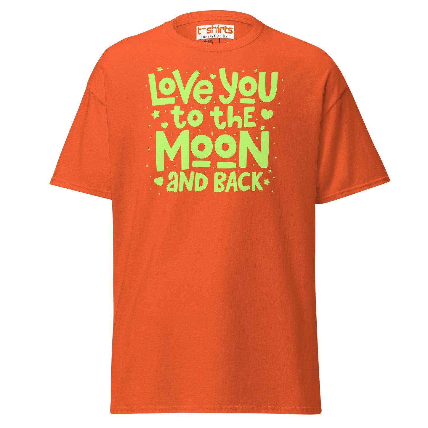 Love You to the Moon T-Shirt | Romantic Quote Tee - Orange - T-Shirts Online