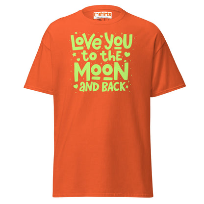 Love You to the Moon T-Shirt | Romantic Quote Tee - Orange - T-Shirts Online