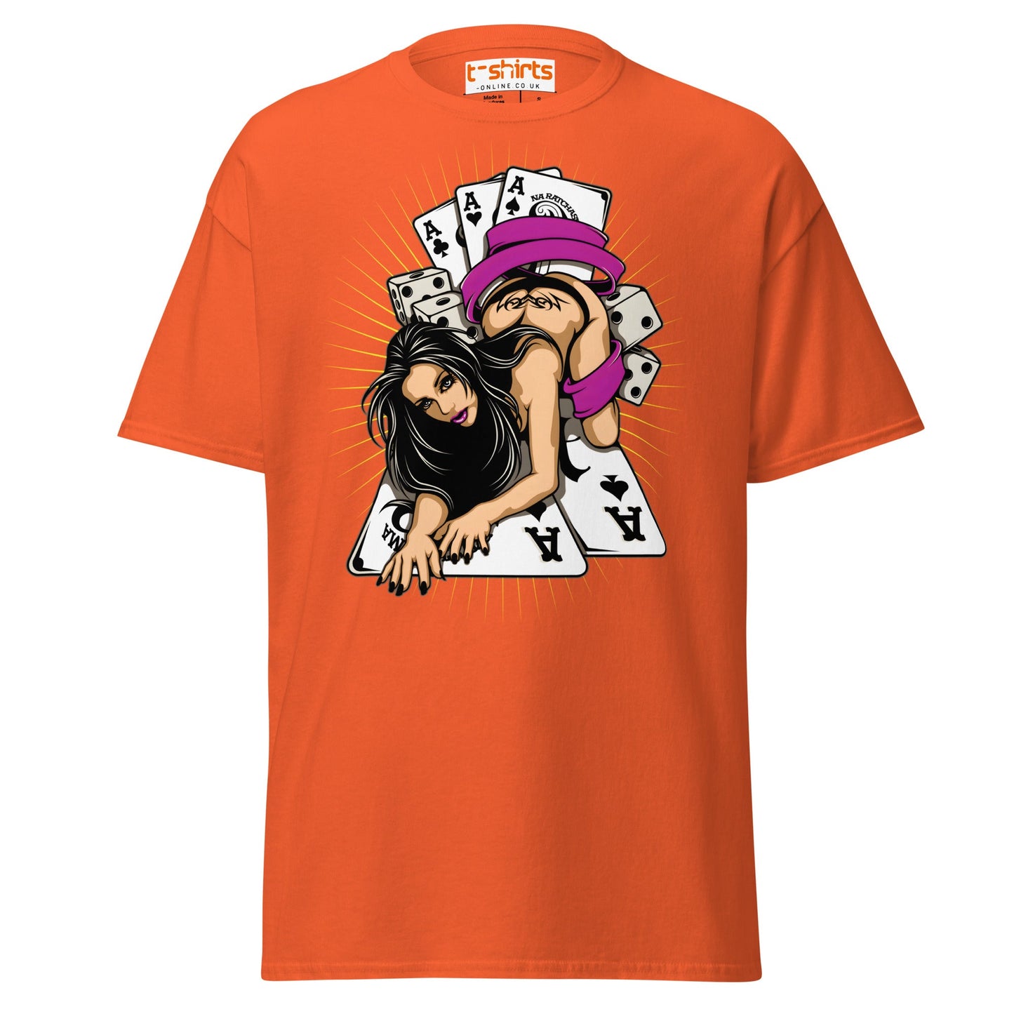 Lucky Lady Poker T-Shirt - Orange - T-Shirts Online
