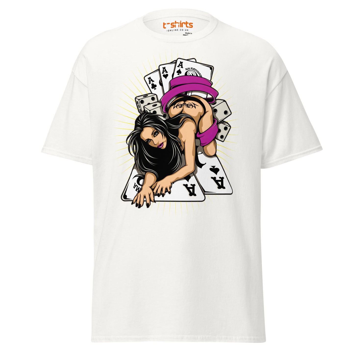 Lucky Lady Poker T-Shirt - White - T-Shirts Online