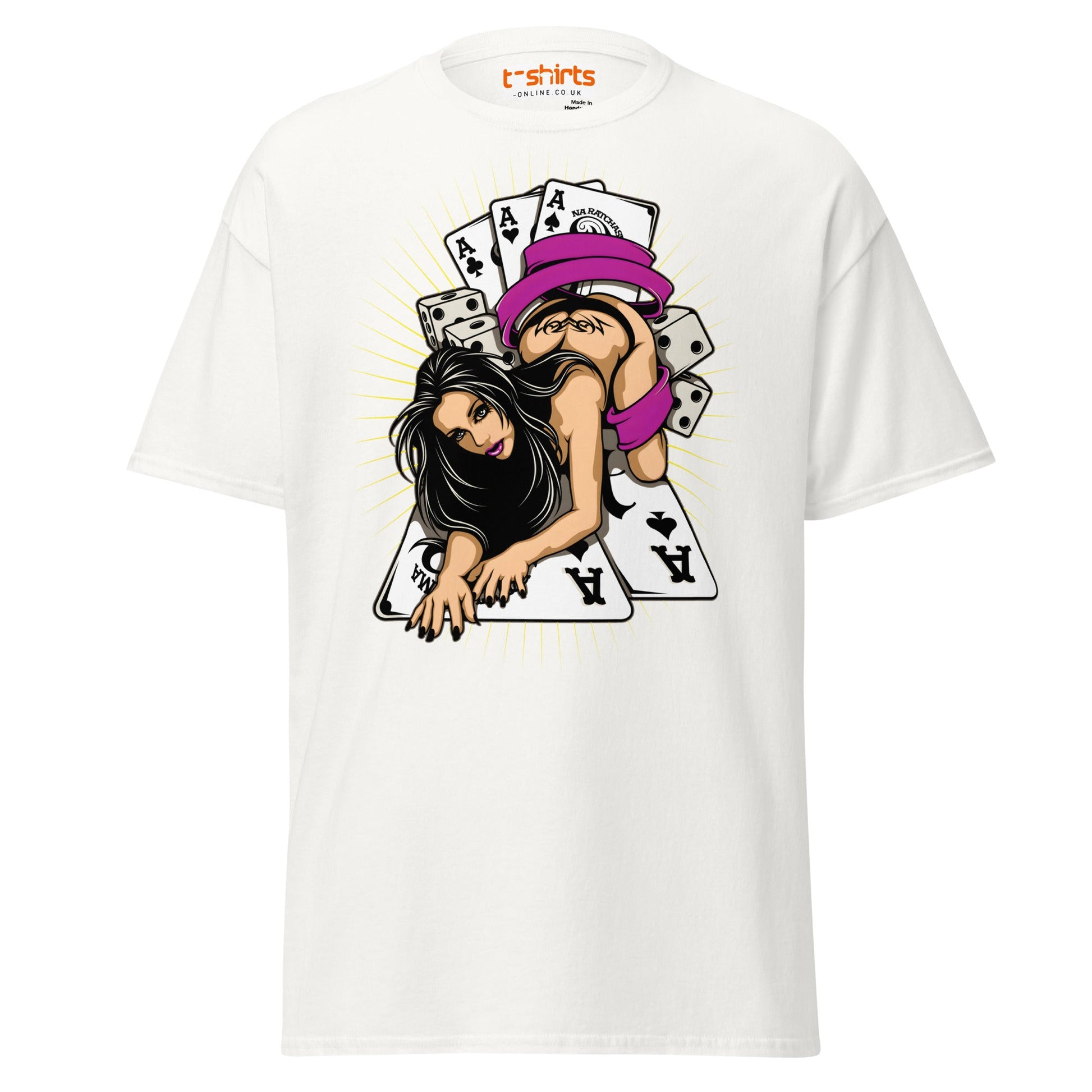 Lucky Lady Poker T-Shirt - White - T-Shirts Online