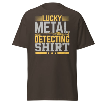 Lucky Metal Detecting Shirt - Funny Treasure Hunter Tee - Dark Chocolate - T-Shirts Online