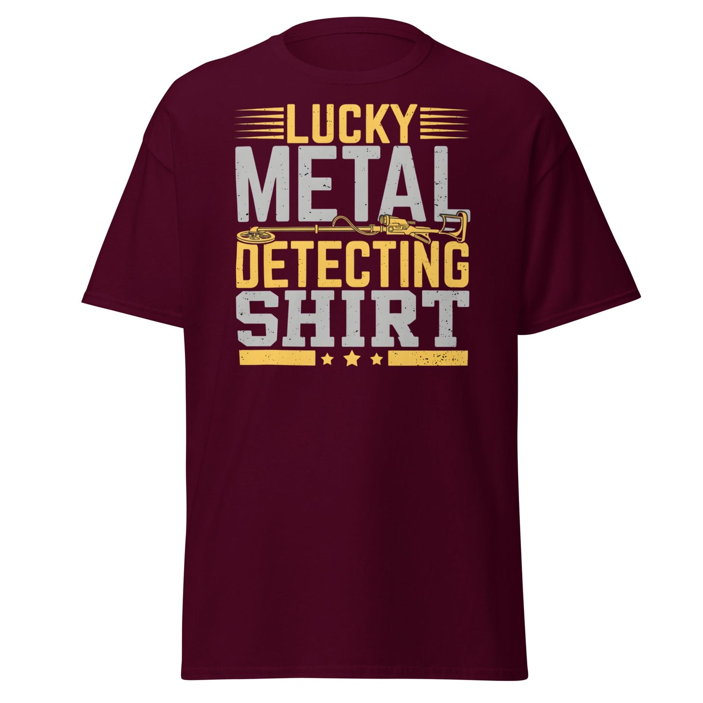 Lucky Metal Detecting Shirt - Funny Treasure Hunter Tee - Maroon - T-Shirts Online
