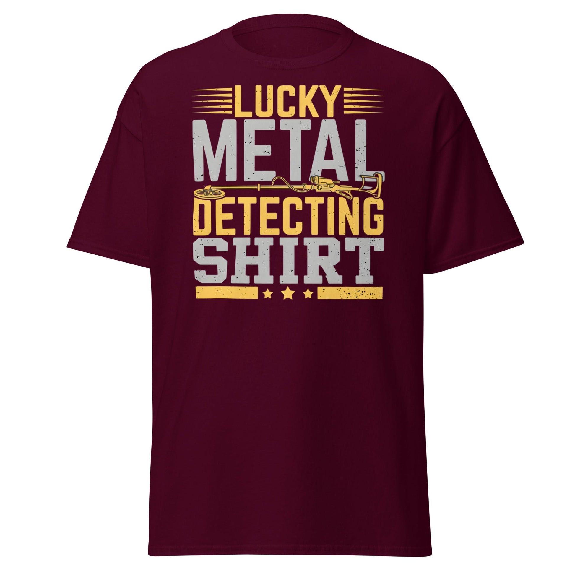 Lucky Metal Detecting Shirt - Funny Treasure Hunter Tee - Maroon - T-Shirts Online