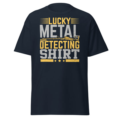 Lucky Metal Detecting Shirt - Funny Treasure Hunter Tee - Navy - T-Shirts Online
