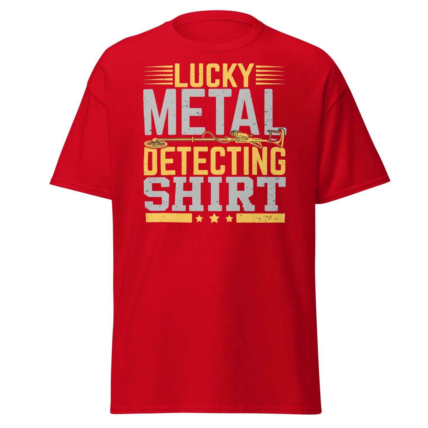 Lucky Metal Detecting Shirt - Funny Treasure Hunter Tee - Red - T-Shirts Online