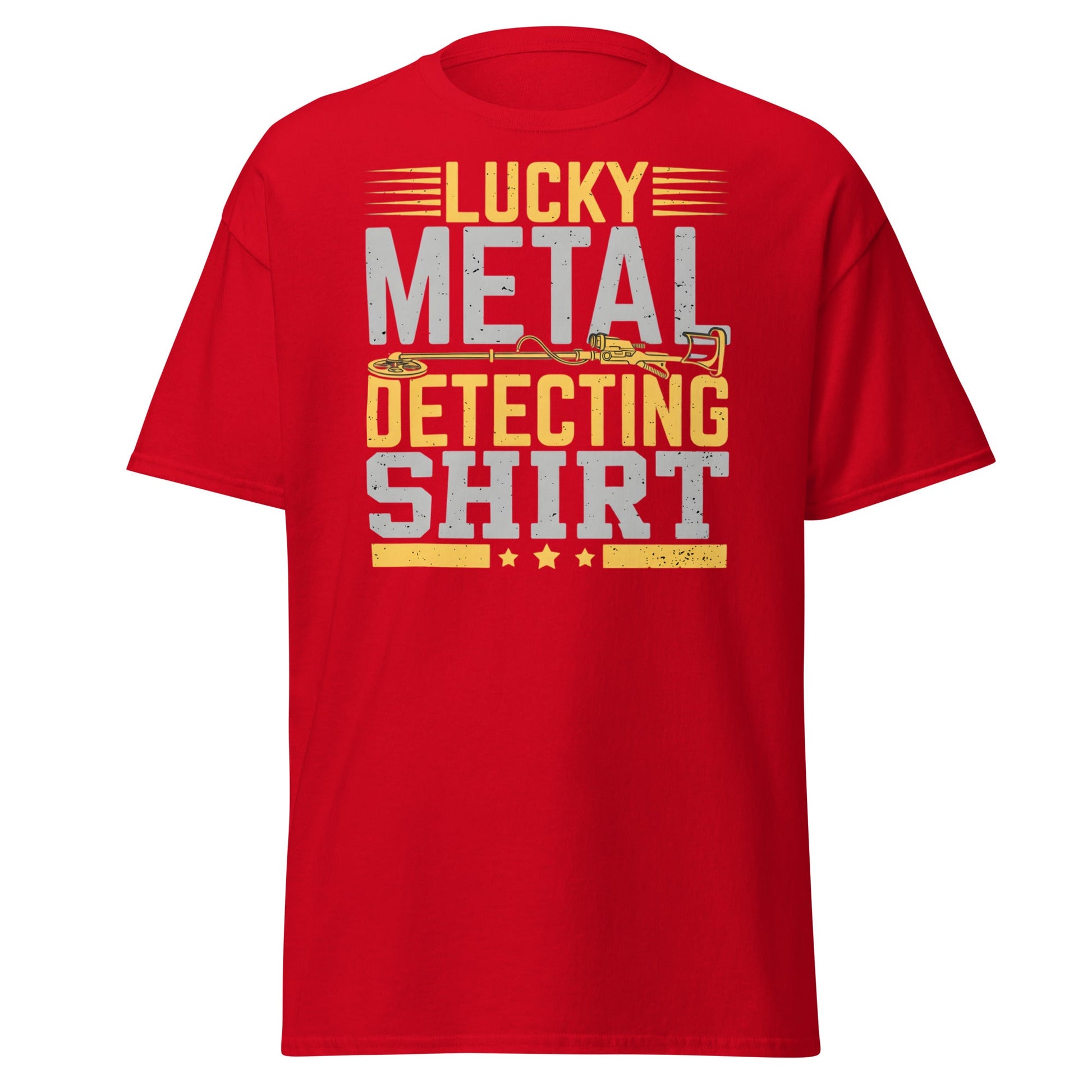 Lucky Metal Detecting Shirt - Funny Treasure Hunter Tee - Red - T-Shirts Online