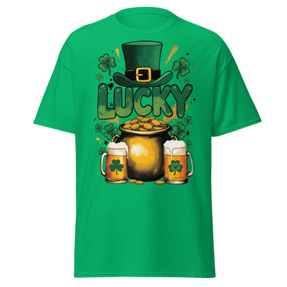 Lucky St. Patrick's Day T-Shirt - Pot of Gold & Beer Tee - Irish Green - T-Shirts Online
