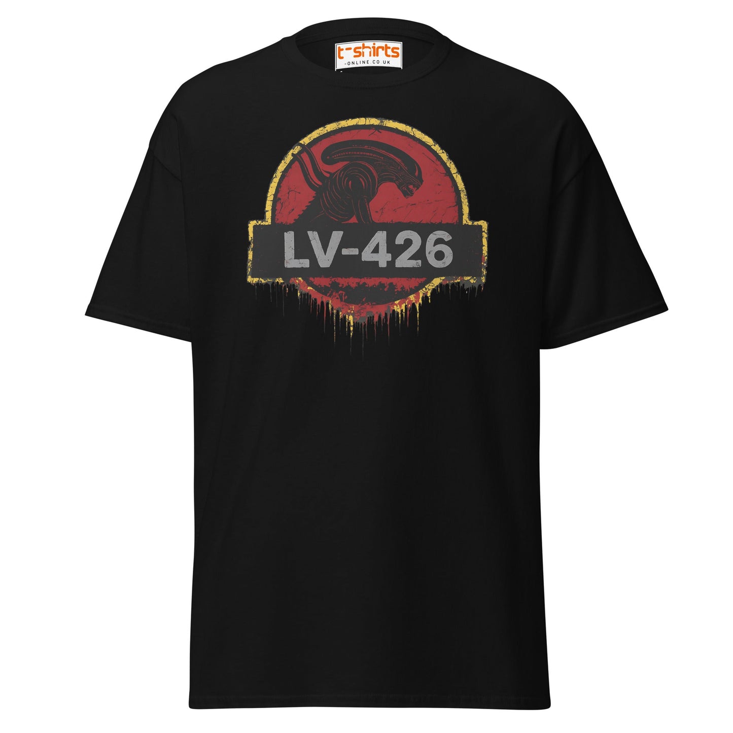 LV - 426 Alien Emblem T-Shirt – Distressed Sci - Fi Tee - Black - T-Shirts Online