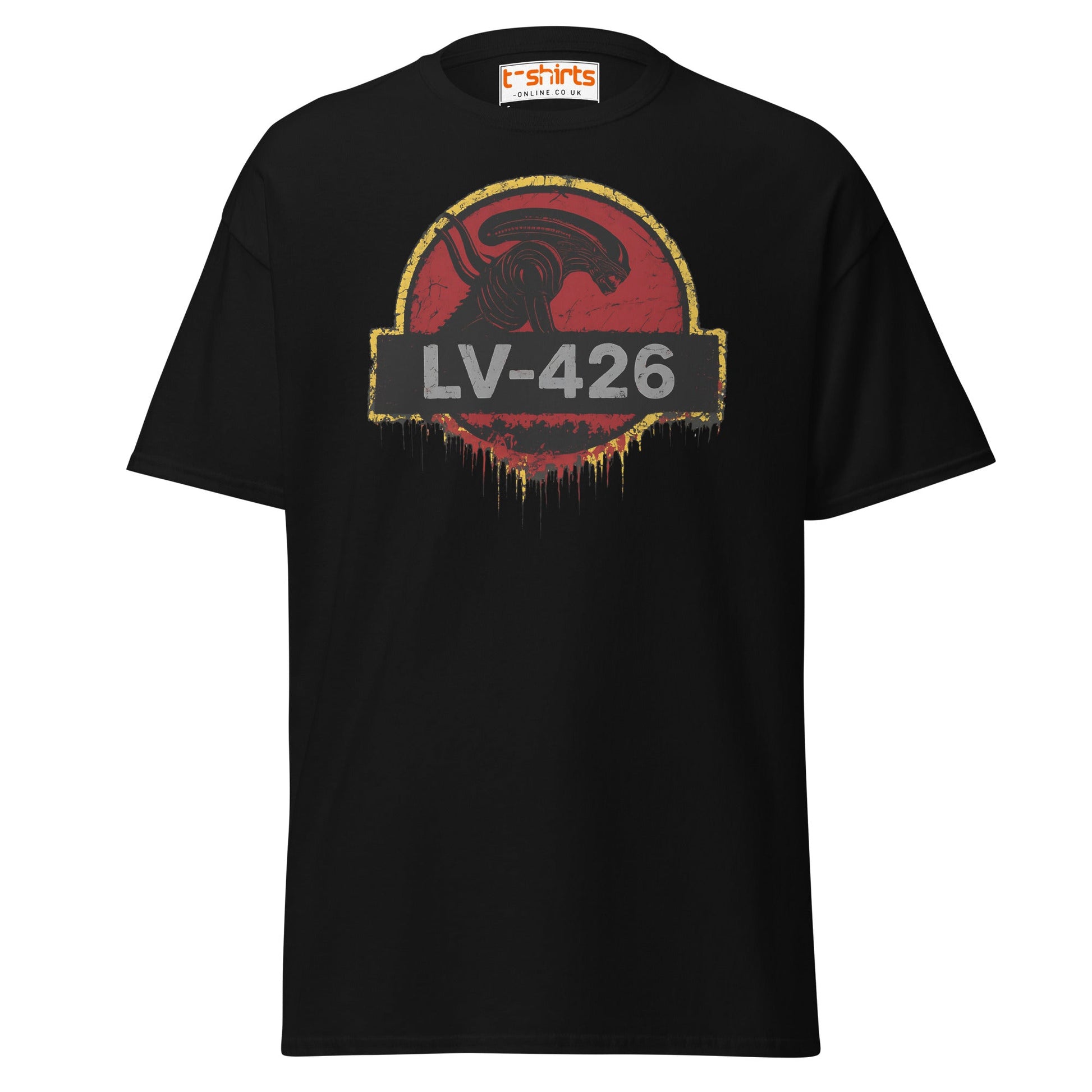 LV - 426 Alien Emblem T-Shirt – Distressed Sci - Fi Tee - Black - T-Shirts Online