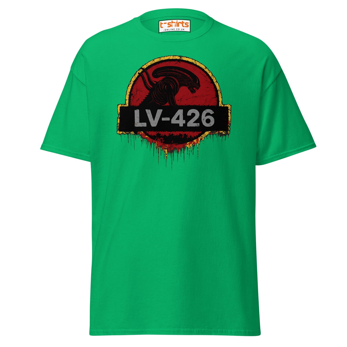LV - 426 Alien Emblem T-Shirt – Distressed Sci - Fi Tee - Irish Green - T-Shirts Online