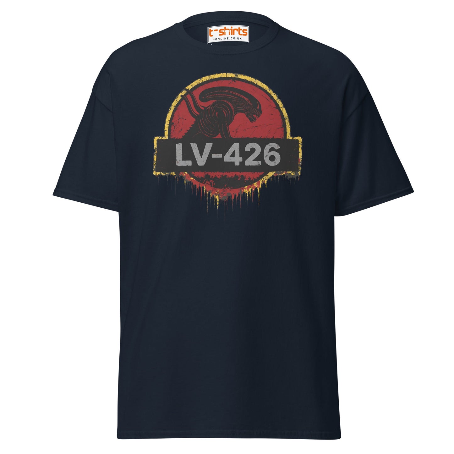 LV - 426 Alien Emblem T-Shirt – Distressed Sci - Fi Tee - Navy - T-Shirts Online