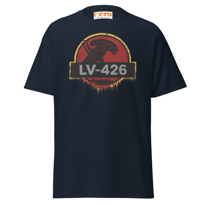 LV - 426 Alien Emblem T-Shirt – Distressed Sci - Fi Tee - Navy - T-Shirts Online