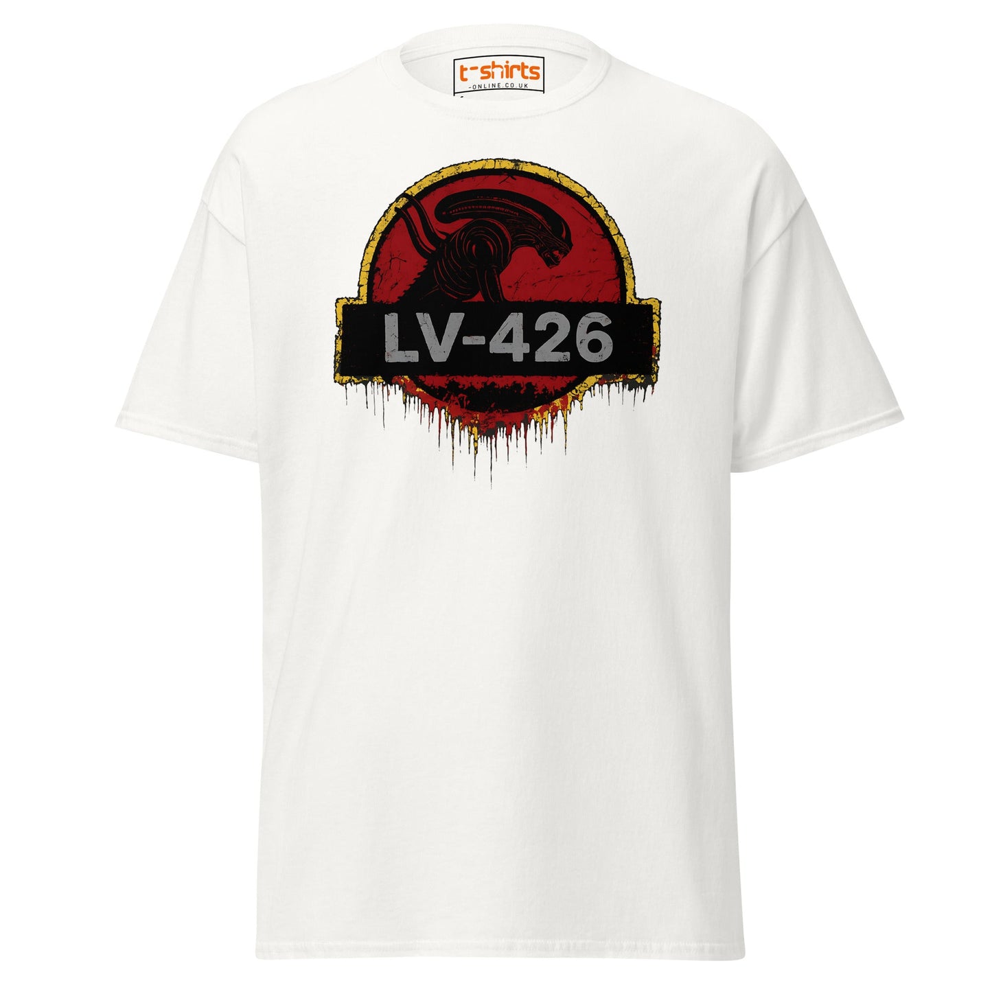 LV - 426 Alien Emblem T-Shirt – Distressed Sci - Fi Tee - White - T-Shirts Online
