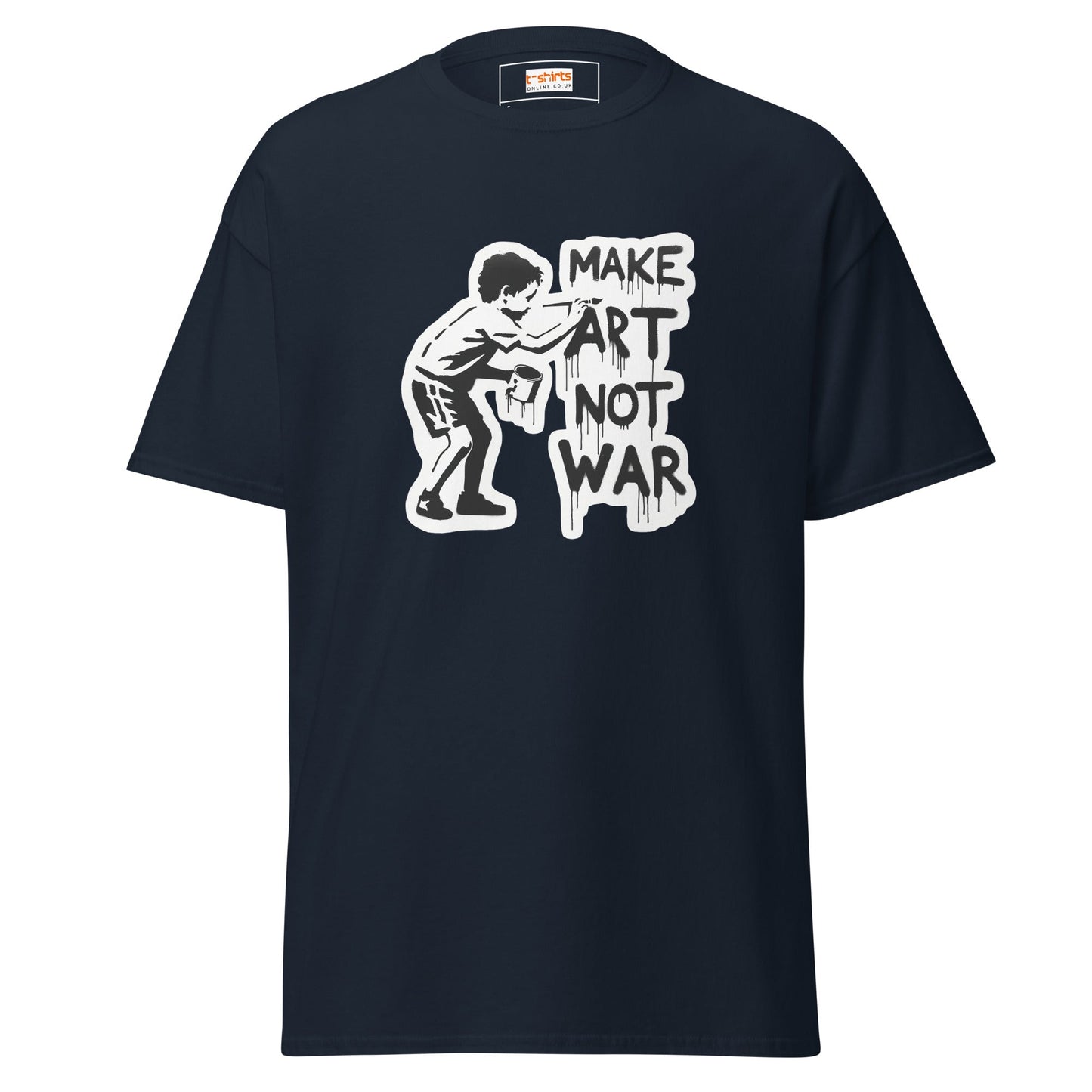 Make Art Not War | Banksy Inspired T-Shirt - Navy - T-Shirts Online