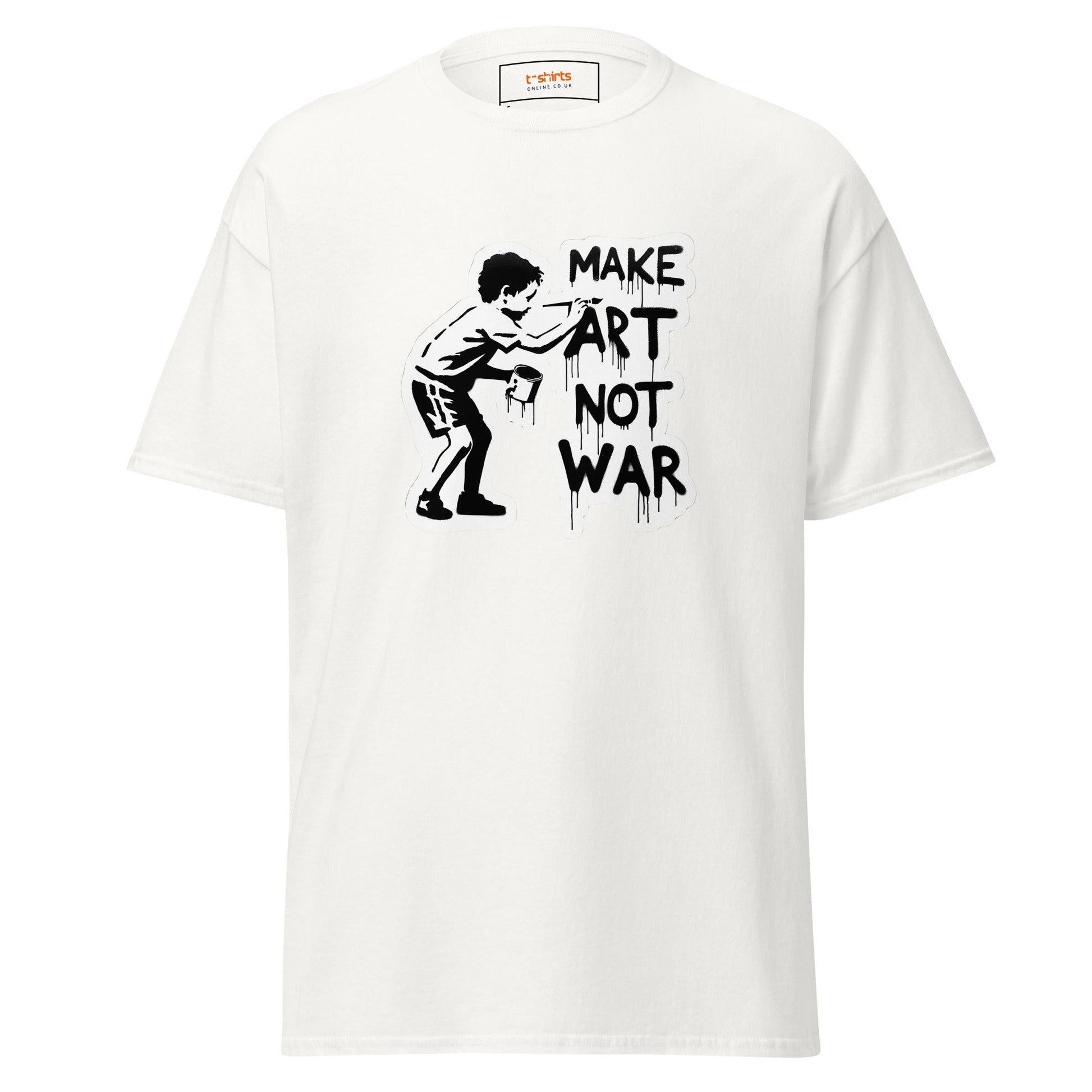 Make Art Not War | Banksy Inspired T-Shirt - White - T-Shirts Online