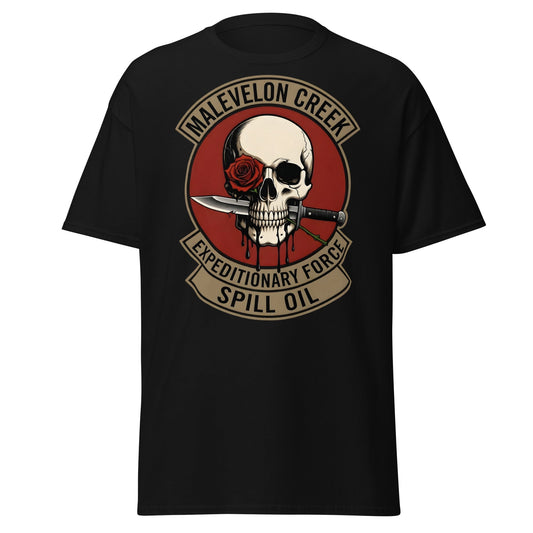 Malevelon Creek Expedition Force T-Shirt - Spill Oil Tee - Black - T-Shirts Online