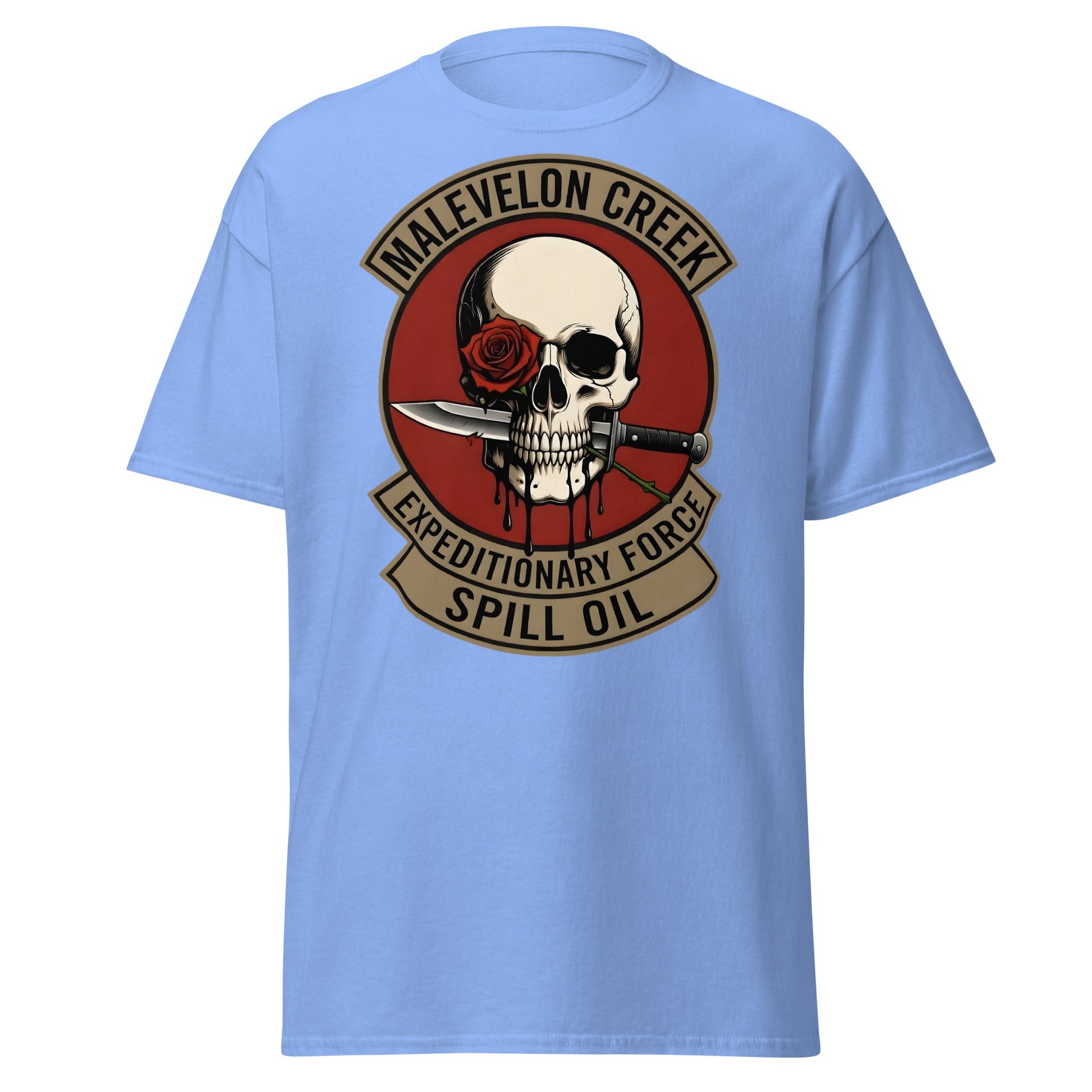 Malevelon Creek Expedition Force T-Shirt - Spill Oil Tee - Carolina Blue - T-Shirts Online