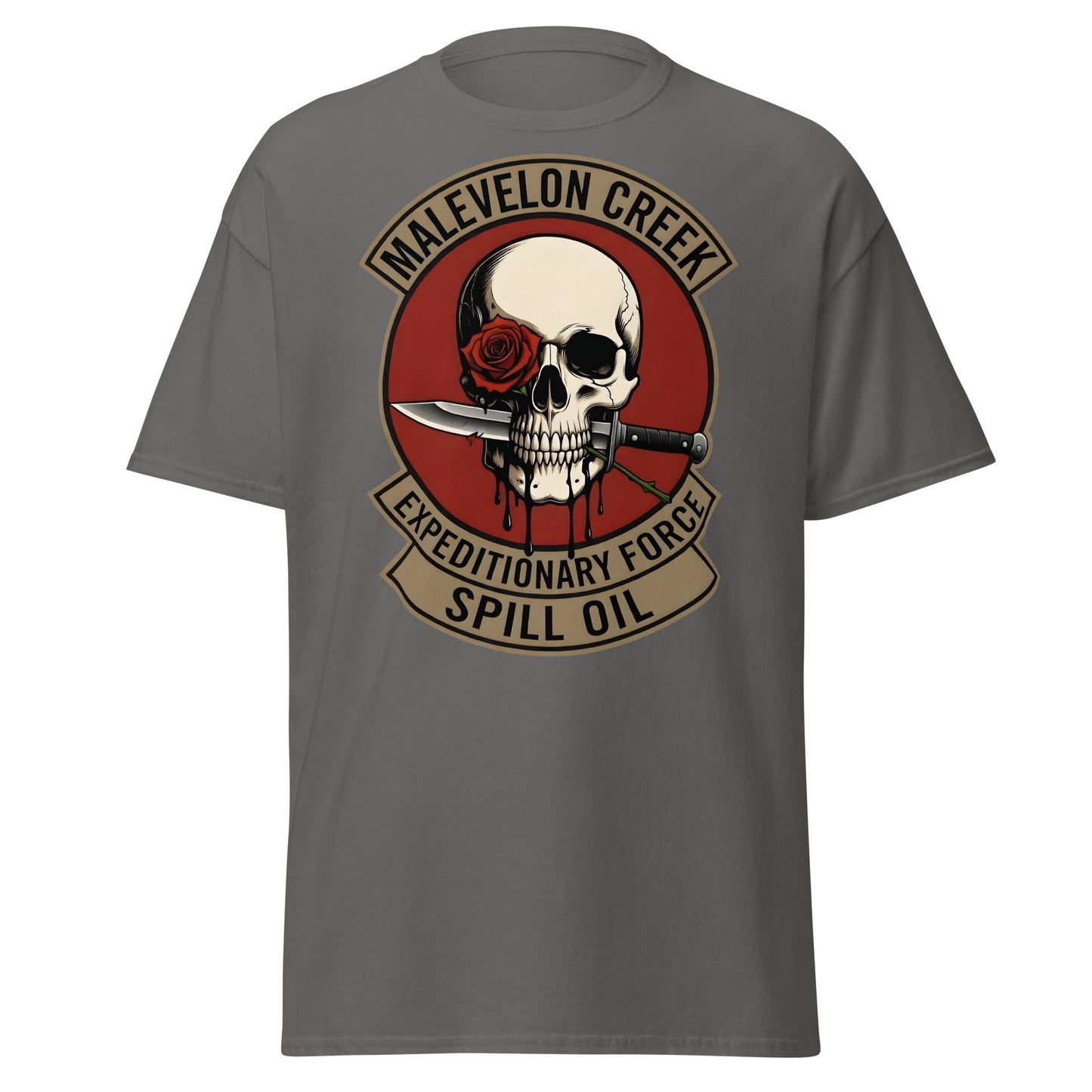 Malevelon Creek Expedition Force T-Shirt - Spill Oil Tee - Charcoal - T-Shirts Online