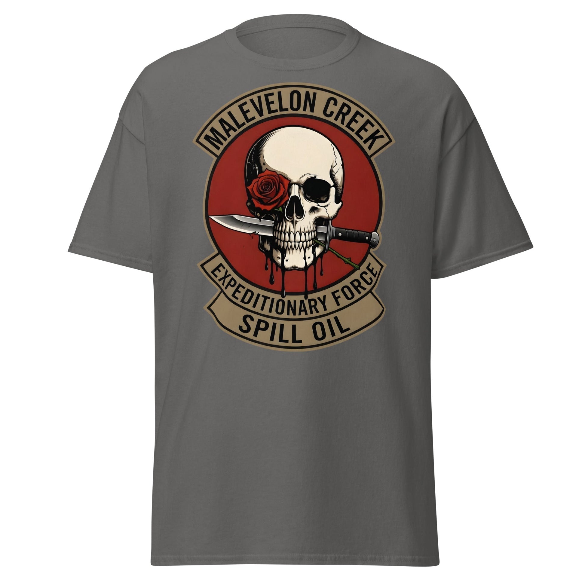Malevelon Creek Expedition Force T-Shirt - Spill Oil Tee - Charcoal - T-Shirts Online