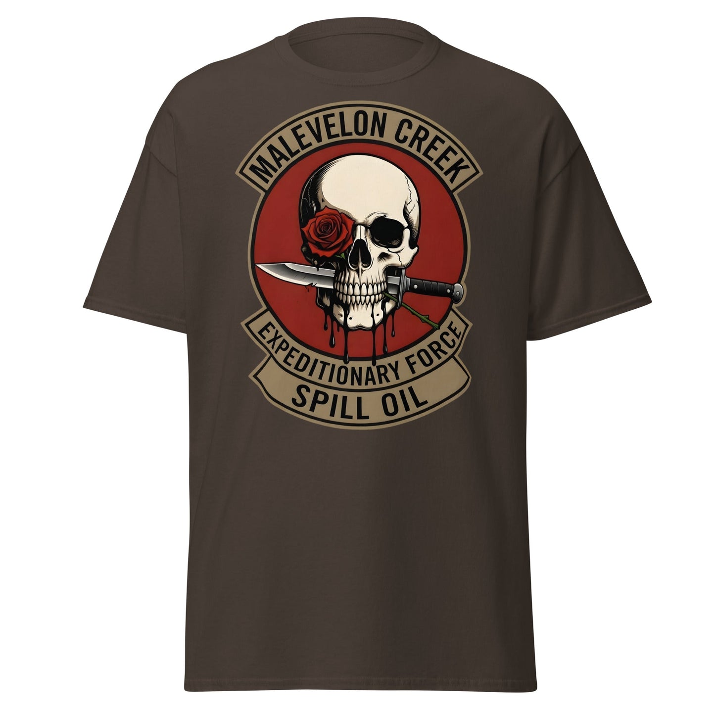 Malevelon Creek Expedition Force T-Shirt - Spill Oil Tee - Dark Chocolate - T-Shirts Online