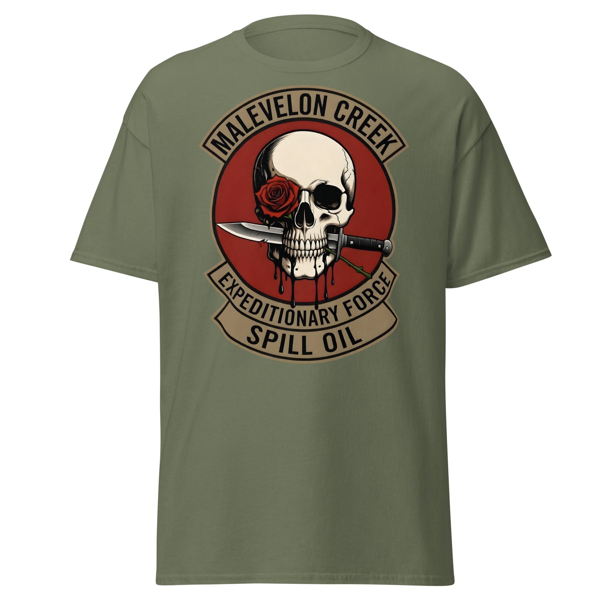 Malevelon Creek Expedition Force T-Shirt - Spill Oil Tee - Military Green - T-Shirts Online