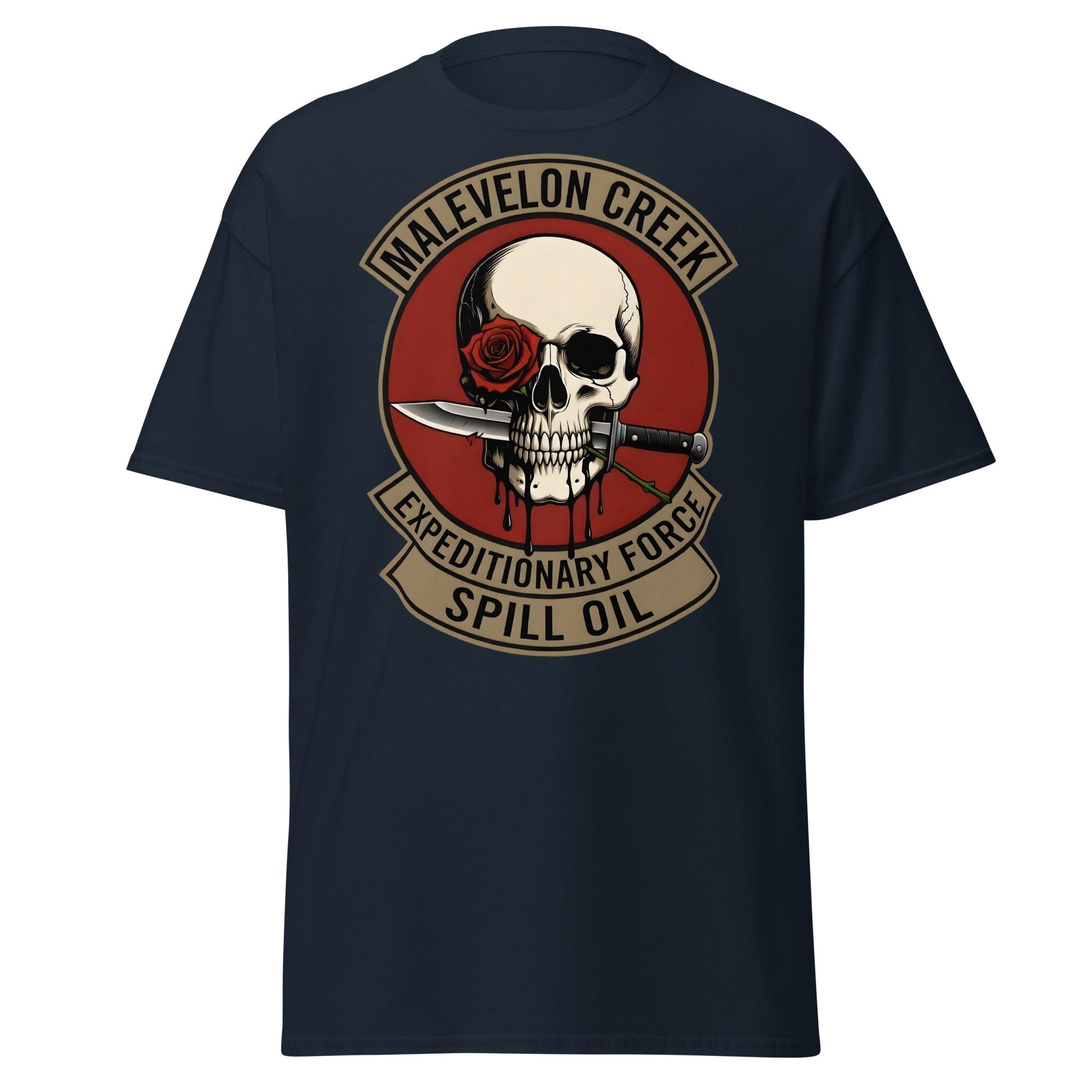 Malevelon Creek Expedition Force T-Shirt - Spill Oil Tee - Navy - T-Shirts Online