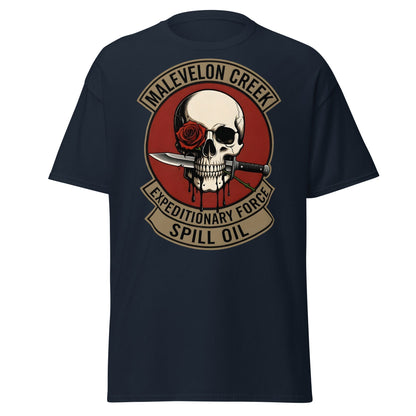 Malevelon Creek Expedition Force T-Shirt - Spill Oil Tee - Navy - T-Shirts Online