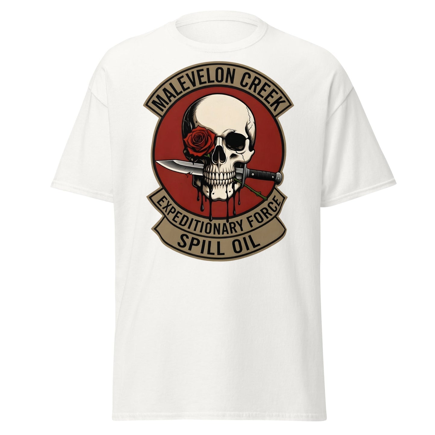 Malevelon Creek Expedition Force T-Shirt - Spill Oil Tee - White - T-Shirts Online