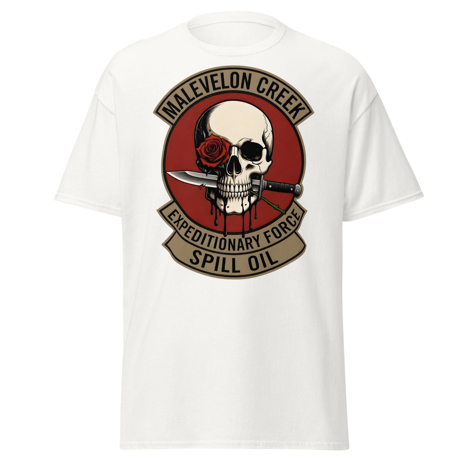 Malevelon Creek Expedition Force T-Shirt - Spill Oil Tee - White - T-Shirts Online