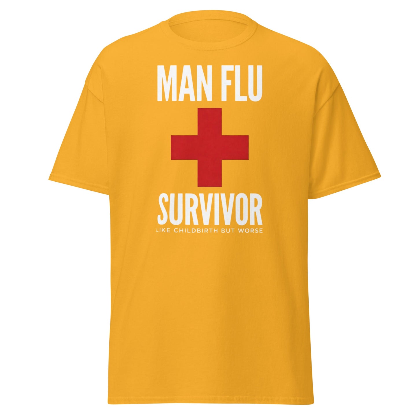 Man Flu Survivor T-Shirt | Funny Men's Gag Gift Tee - Gold - T-Shirts Online