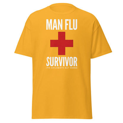 Man Flu Survivor T-Shirt | Funny Men's Gag Gift Tee - Gold - T-Shirts Online