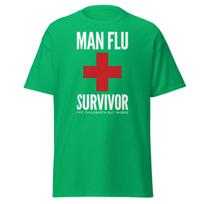 Man Flu Survivor T-Shirt | Funny Men's Gag Gift Tee - Irish Green - T-Shirts Online