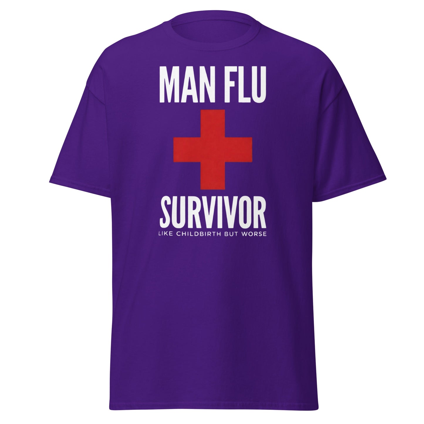 Man Flu Survivor T-Shirt | Funny Men's Gag Gift Tee - Purple - T-Shirts Online