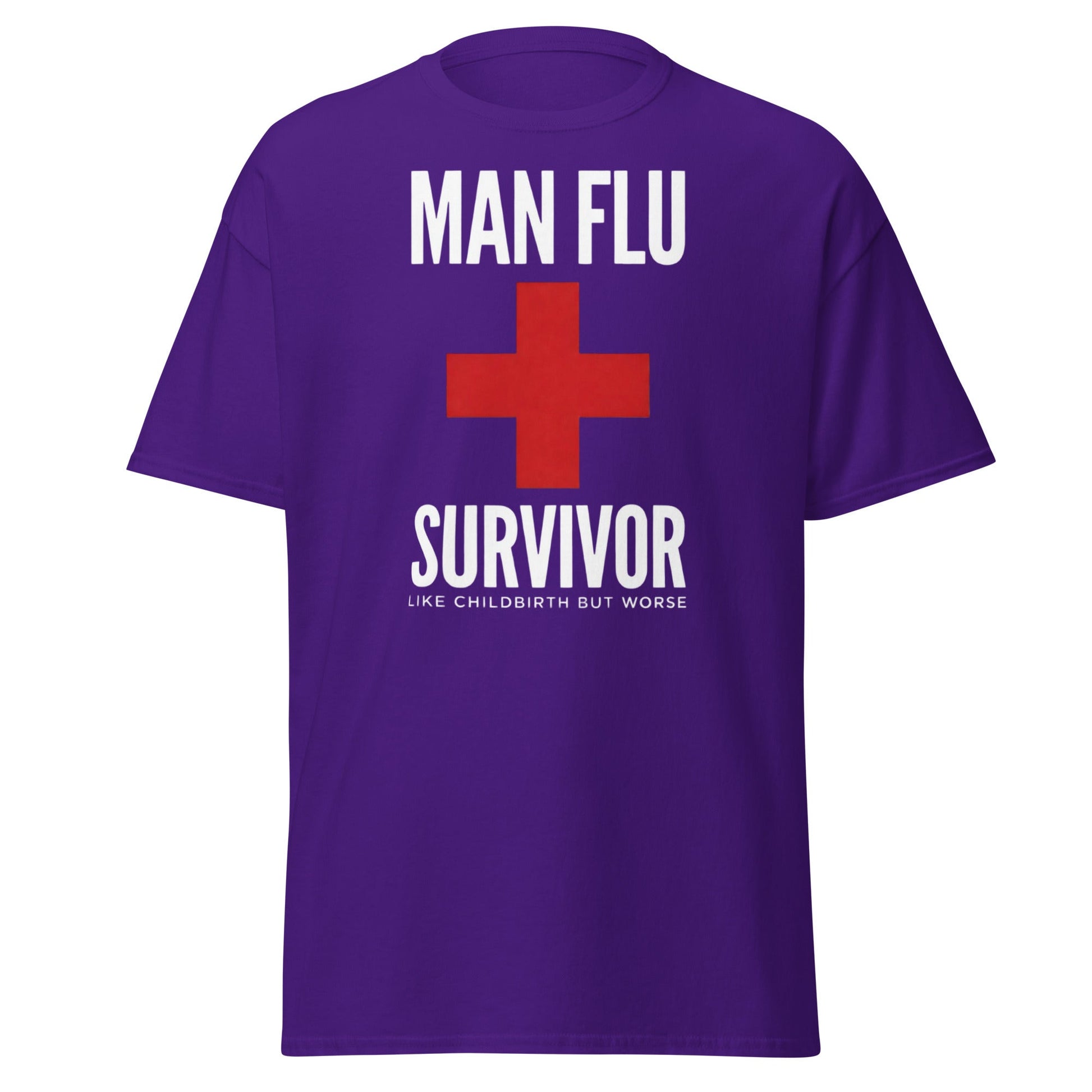Man Flu Survivor T-Shirt | Funny Men's Gag Gift Tee - Purple - T-Shirts Online