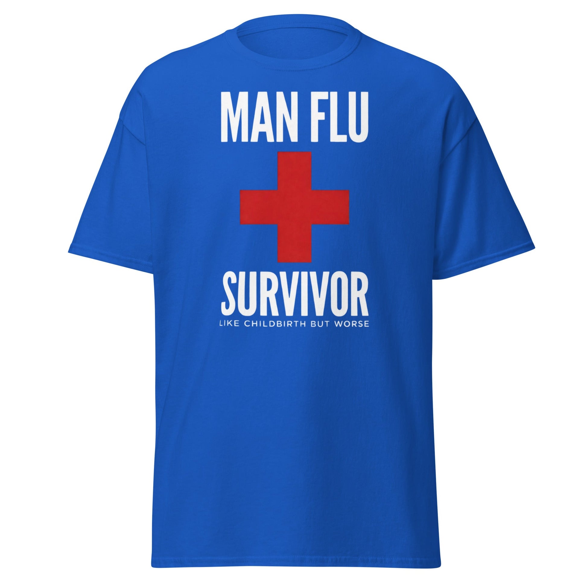 Man Flu Survivor T-Shirt | Funny Men's Gag Gift Tee - Royal - T-Shirts Online